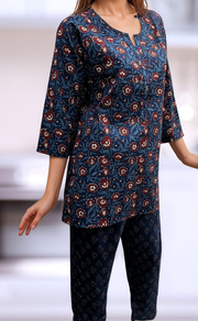 Blue Floral Co-ord Set . Versatile Cotton Fabric. | Laces and Frills - Laces and Frills