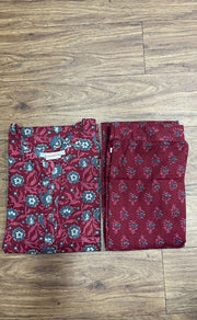 Maroon/Grey Floral Co-ord Set . Versatile Cotton Fabric. | Laces and Frills - Laces and Frills