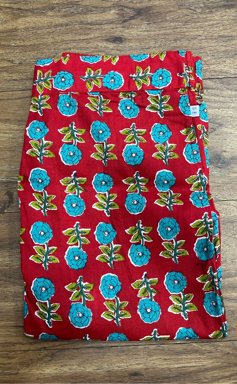 Red Leafy Co-ord Set . Versatile Cotton Fabric. | Laces and Frills - Laces and Frills