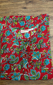 Red Leafy Co-ord Set . Versatile Cotton Fabric. | Laces and Frills - Laces and Frills