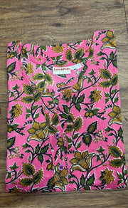 Pink Leafy Co-ord Set . Versatile Cotton Fabric. | Laces and Frills - Laces and Frills