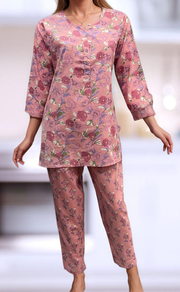 Pink Floral Co-ord Set . Versatile Cotton Fabric. | Laces and Frills - Laces and Frills