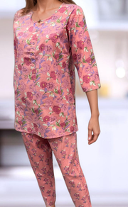 Pink Floral Co-ord Set . Versatile Cotton Fabric. | Laces and Frills - Laces and Frills