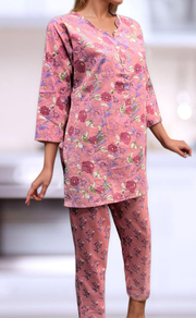 Pink Floral Co-ord Set . Versatile Cotton Fabric. | Laces and Frills - Laces and Frills