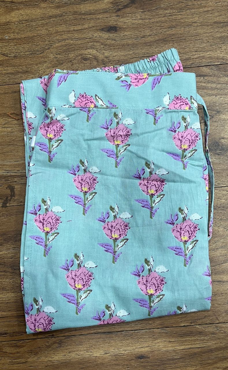 Sea Green Floral Co-ord Set . Versatile Cotton Fabric. | Laces and Frills - Laces and Frills