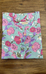 Sea Green Floral Co-ord Set . Versatile Cotton Fabric. | Laces and Frills - Laces and Frills