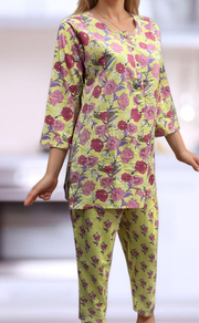 Yellow Floral Co-ord Set . Versatile Cotton Fabric. | Laces and Frills - Laces and Frills