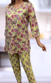 Yellow Floral Co-ord Set . Versatile Cotton Fabric. | Laces and Frills - Laces and Frills