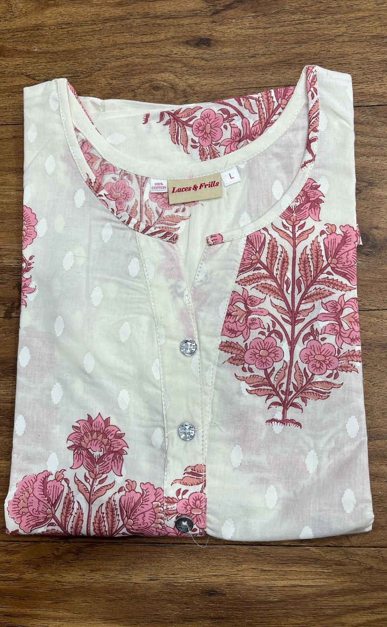 White/Pink Garden Co-ord Set . Versatile Cotton Fabric. | Laces and Frills - Laces and Frills