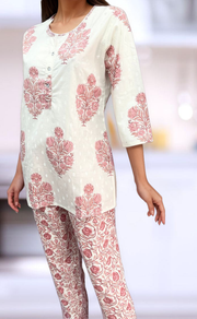 White/Pink Garden Co-ord Set . Versatile Cotton Fabric. | Laces and Frills - Laces and Frills