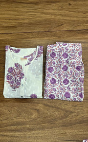 White/Purple Garden Co-ord Set . Versatile Cotton Fabric. | Laces and Frills - Laces and Frills