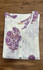White/Purple Garden Co-ord Set . Versatile Cotton Fabric. | Laces and Frills - Laces and Frills