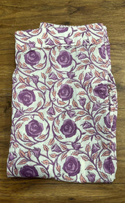 White/Purple Garden Co-ord Set . Versatile Cotton Fabric. | Laces and Frills - Laces and Frills