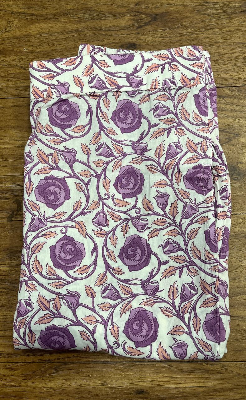 White/Purple Garden Co-ord Set . Versatile Cotton Fabric. | Laces and Frills - Laces and Frills