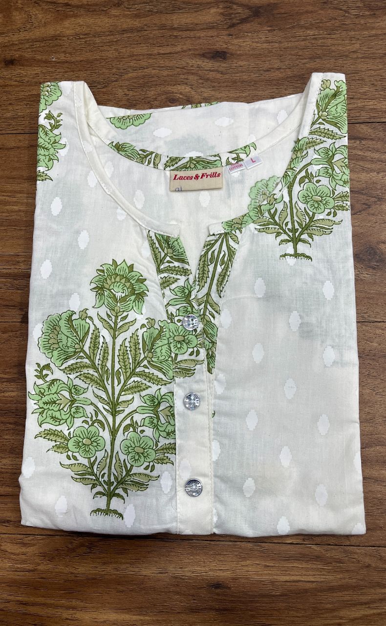 White/Green Garden Co-ord Set . Versatile Cotton Fabric. | Laces and Frills - Laces and Frills