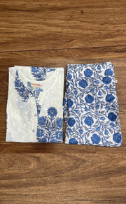White/Blue Garden Co-ord Set . Versatile Cotton Fabric. | Laces and Frills - Laces and Frills