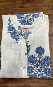 White/Blue Garden Co-ord Set . Versatile Cotton Fabric. | Laces and Frills - Laces and Frills