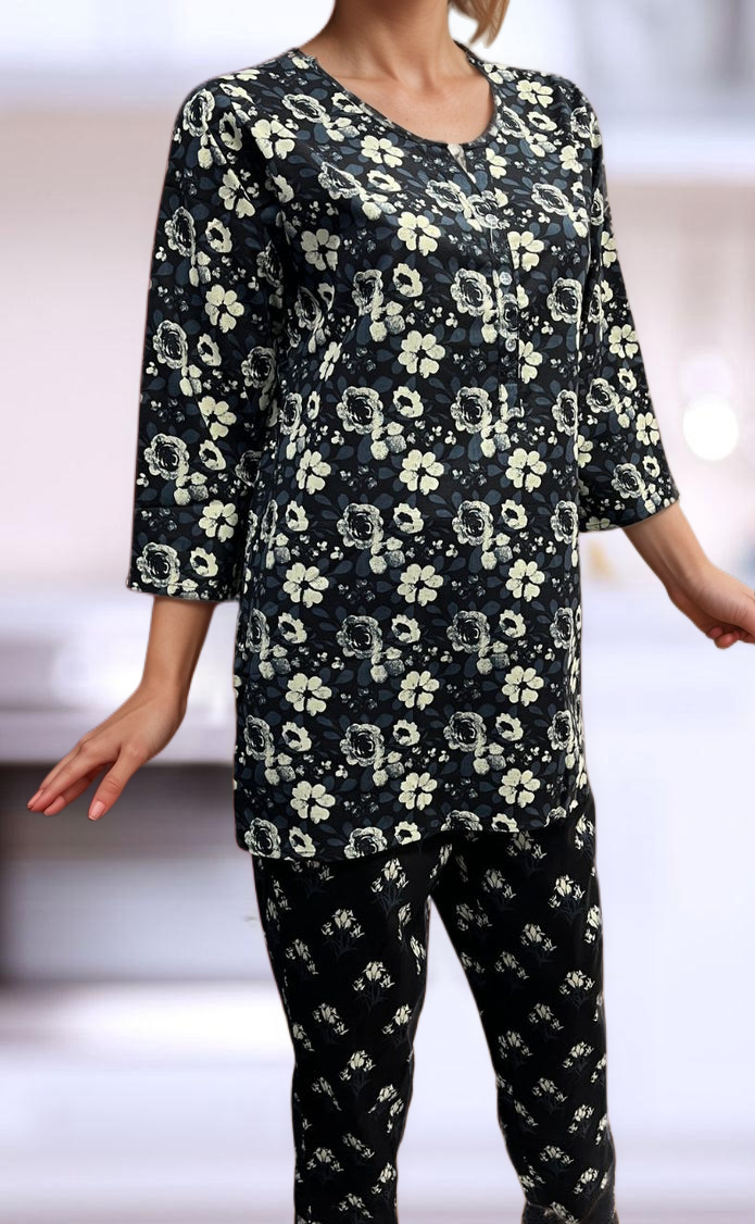 Black Flora Co-ord Set . Versatile Cotton Fabric. | Laces and Frills - Laces and Frills