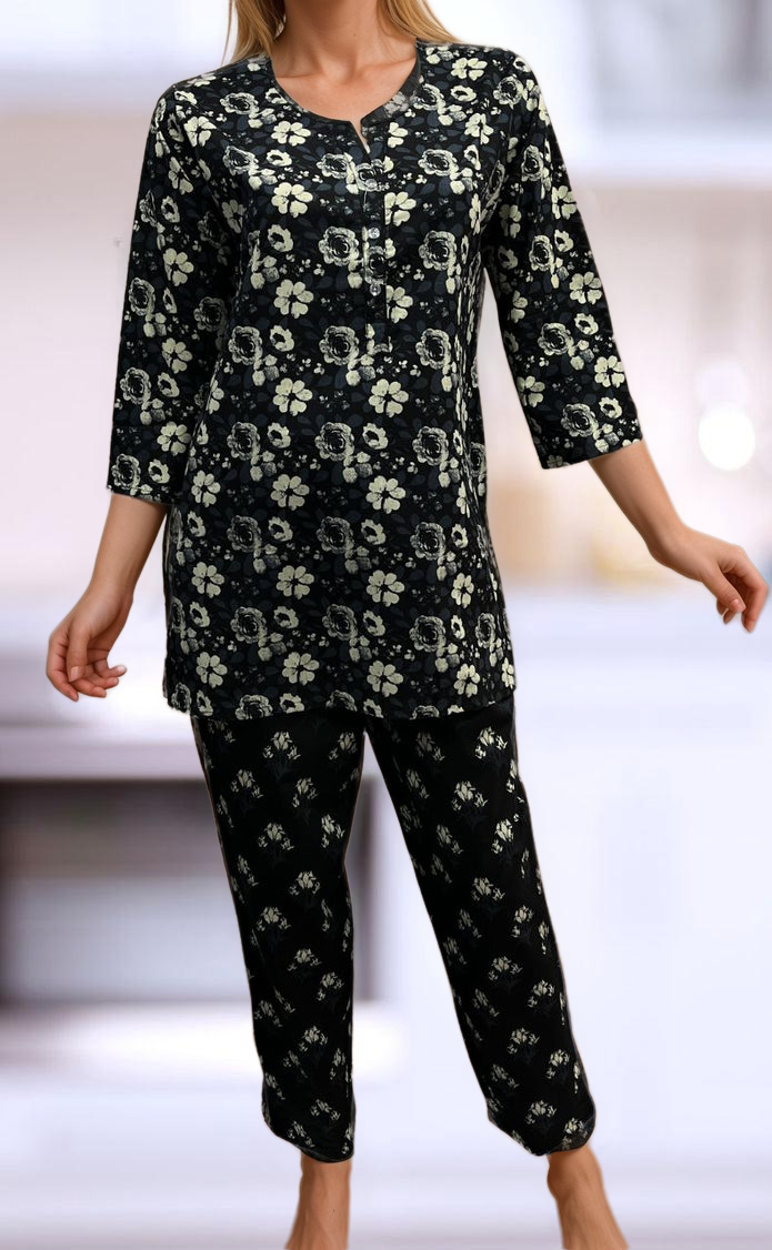 Black Flora Co-ord Set . Versatile Cotton Fabric. | Laces and Frills - Laces and Frills