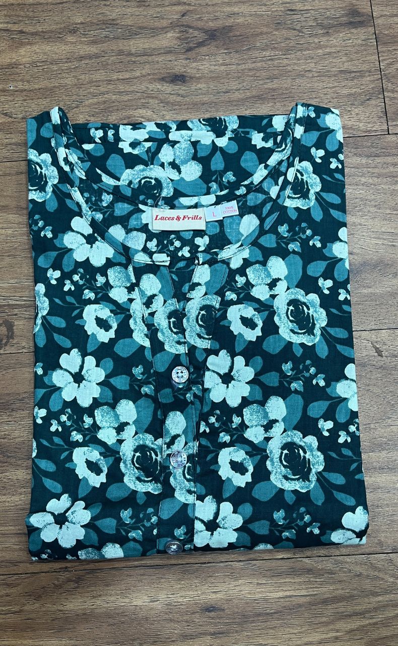 Green Flora Co-ord Set . Versatile Cotton Fabric. | Laces and Frills - Laces and Frills