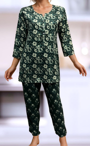 Green Flora Co-ord Set . Versatile Cotton Fabric. | Laces and Frills - Laces and Frills