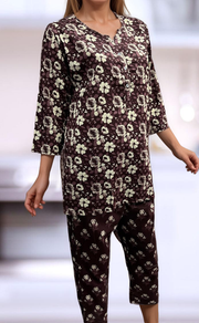 Wine Purple Flora Co-ord Set . Versatile Cotton Fabric. | Laces and Frills - Laces and Frills