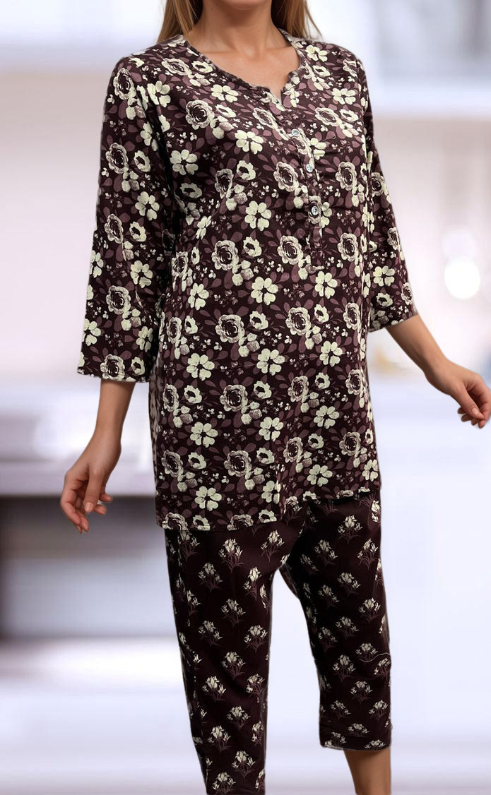 Wine Purple Flora Co-ord Set . Versatile Cotton Fabric. | Laces and Frills - Laces and Frills