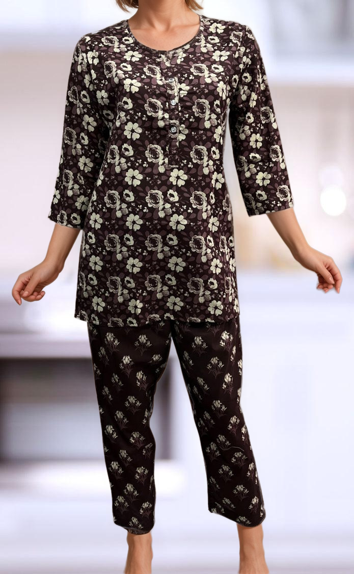 Wine Purple Flora Co-ord Set . Versatile Cotton Fabric. | Laces and Frills - Laces and Frills