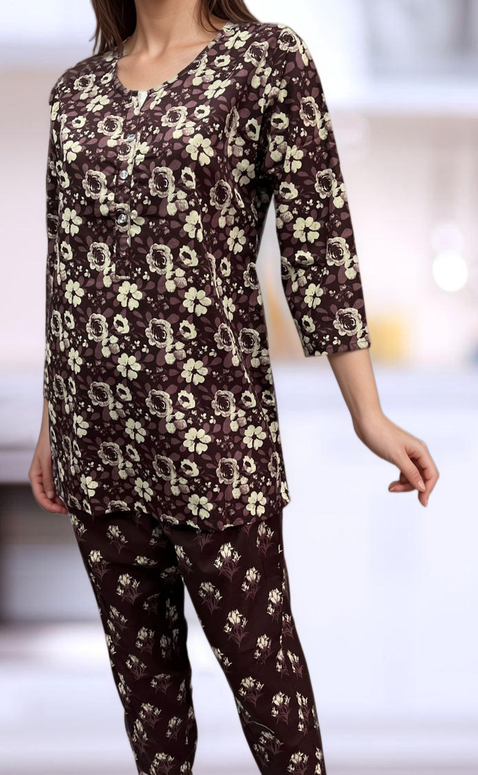 Wine Purple Flora Co-ord Set . Versatile Cotton Fabric. | Laces and Frills - Laces and Frills