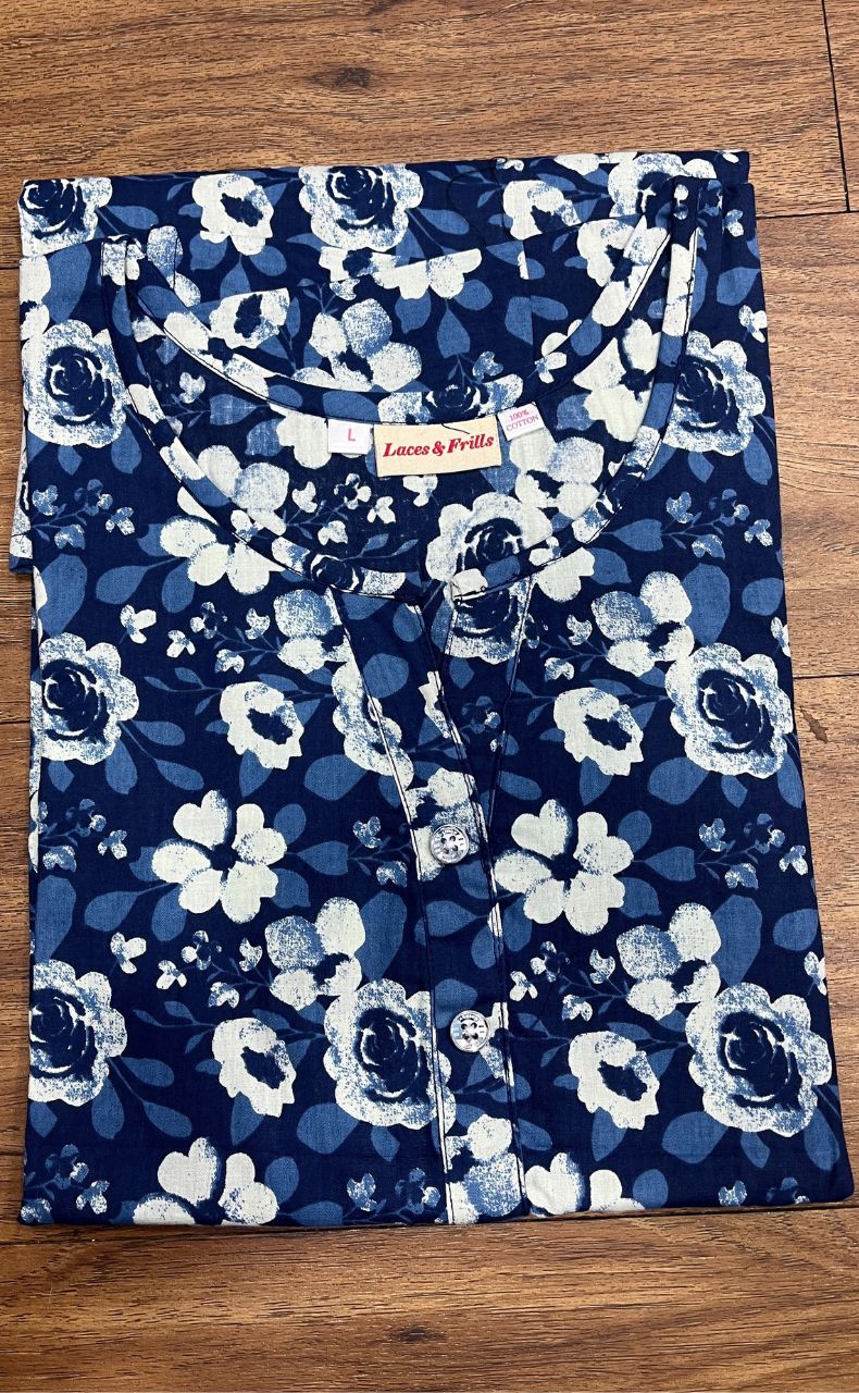 Blue Flora Co-ord Set . Versatile Cotton Fabric. | Laces and Frills - Laces and Frills