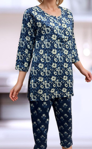 Blue Flora Co-ord Set . Versatile Cotton Fabric. | Laces and Frills - Laces and Frills