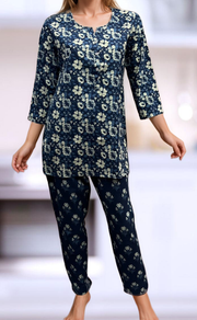 Blue Flora Co-ord Set . Versatile Cotton Fabric. | Laces and Frills - Laces and Frills