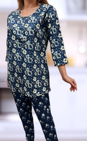 Blue Flora Co-ord Set . Versatile Cotton Fabric. | Laces and Frills - Laces and Frills