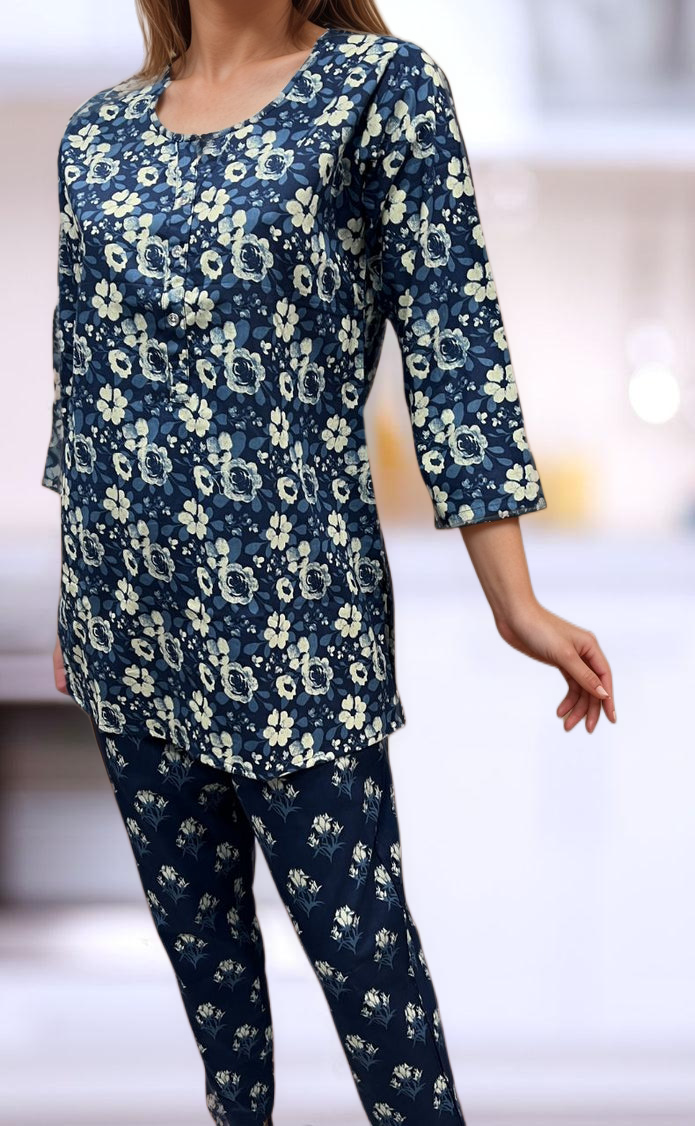 Blue Flora Co-ord Set . Versatile Cotton Fabric. | Laces and Frills - Laces and Frills