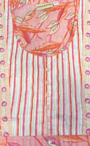 Peach/Pink Floral Garden Pure Cotton Nighty. Pure Durable Cotton | Laces and Frills - Laces and Frills