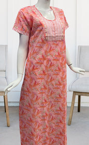 Peach/Pink Floral Garden Pure Cotton Nighty. Pure Durable Cotton | Laces and Frills - Laces and Frills