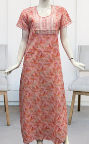 Peach/Pink Floral Garden Pure Cotton Nighty. Pure Durable Cotton | Laces and Frills - Laces and Frills