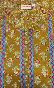 Mustard Kalamkari Pure Cotton Nighty. Pure Durable Cotton | Laces and Frills - Laces and Frills