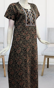 Black Kalamkari Pure Cotton Nighty. Pure Durable Cotton | Laces and Frills - Laces and Frills