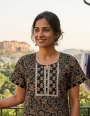 Black Kalamkari Pure Cotton Nighty. Pure Durable Cotton | Laces and Frills - Laces and Frills