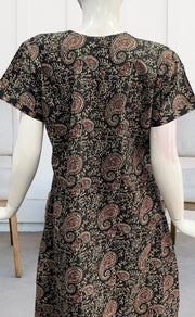 Black Kalamkari Pure Cotton Nighty. Pure Durable Cotton | Laces and Frills - Laces and Frills