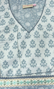 Grey/White Garden Pure Cotton Nighty. Pure Durable Cotton | Laces and Frills - Laces and Frills