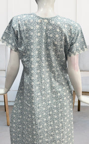 Grey/White Garden Pure Cotton Nighty. Pure Durable Cotton | Laces and Frills - Laces and Frills