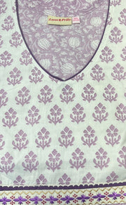 Lavender/White Garden Pure Cotton Nighty. Pure Durable Cotton | Laces and Frills - Laces and Frills