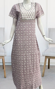 Lavender/White Garden Pure Cotton Nighty. Pure Durable Cotton | Laces and Frills - Laces and Frills
