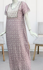 Lavender/White Garden Pure Cotton Nighty. Pure Durable Cotton | Laces and Frills - Laces and Frills