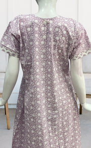 Lavender/White Garden Pure Cotton Nighty. Pure Durable Cotton | Laces and Frills - Laces and Frills