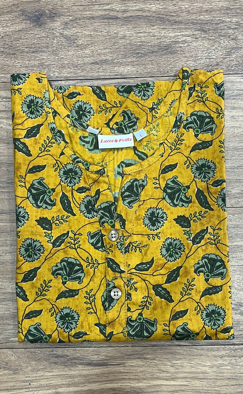 Mustard Floral Co-ord Set . Versatile Cotton Fabric. | Laces and Frills - Laces and Frills