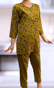 Mustard Floral Co-ord Set . Versatile Cotton Fabric. | Laces and Frills - Laces and Frills