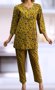 Mustard Floral Co-ord Set . Versatile Cotton Fabric. | Laces and Frills - Laces and Frills
